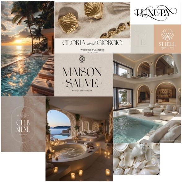 Moodboard Maison Éden, univers hôtellerie de luxe méditerranéenne